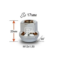 Гайка M12x1.5 L20 H17 Cr конус Вектор 300045 Cr